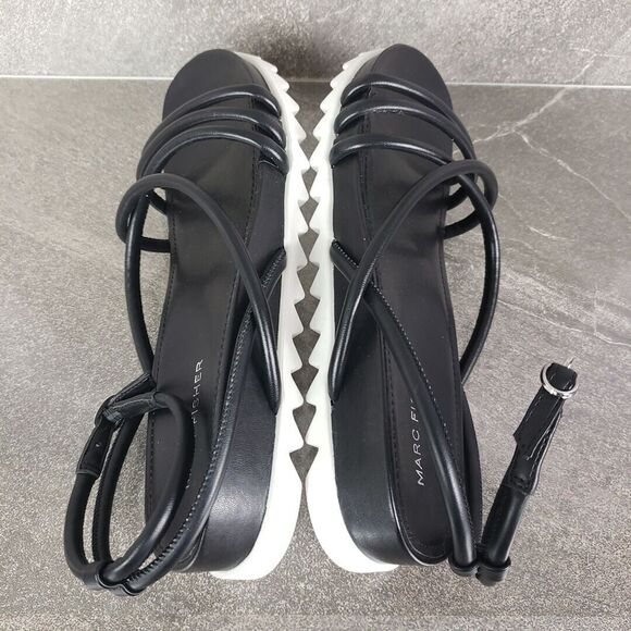Marc Fisher Sandals Womens 7.5 Black Joylyn Strappy Sport Flat Shoes - Picture 4 of 10